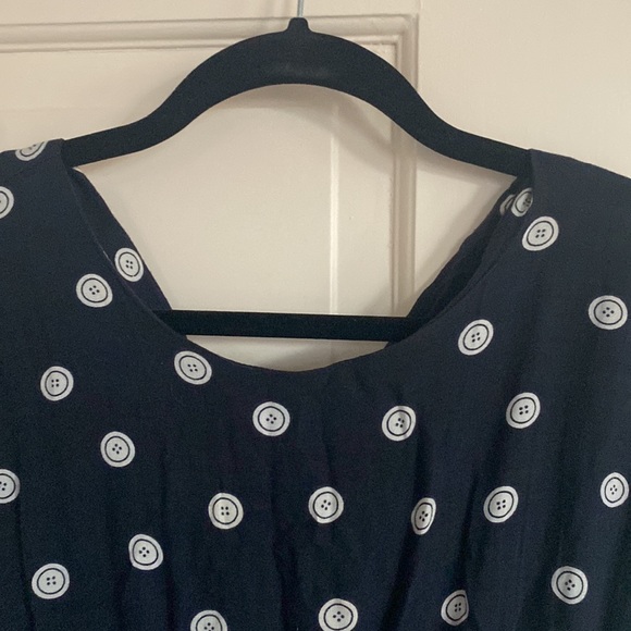 Adorable Vintage 80s black and white print mini dress peplum waist - Picture 3 of 3